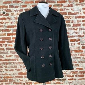 Black Wool Double Breasted Pea Coat 8 Petite